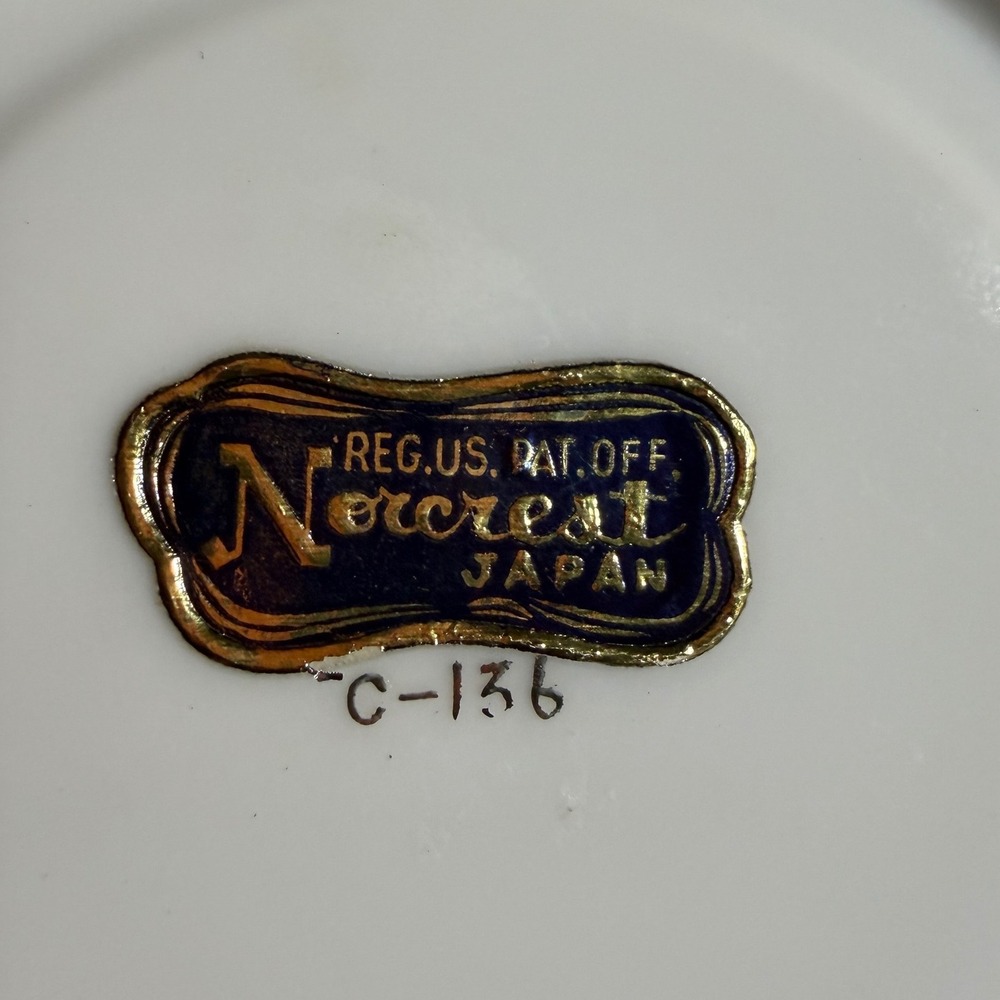 Vtg Norcrest Japan Turquoise Gold Lusterware Saucer Trinket Dish C-136 5.75in - Picture 5 of 5